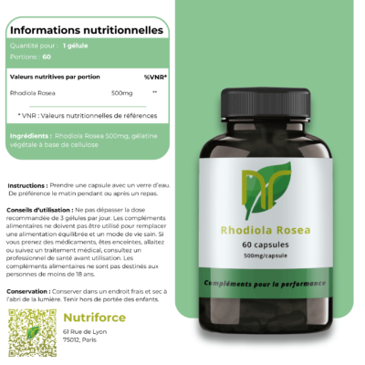 compléments e rhodiola rosea au meilleur rapport qualité prix chez Nutriforce