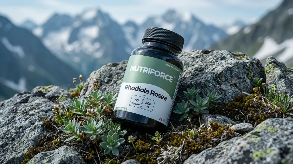 Sur cette photo, on voit des racines de rhodiola rosea, un complément alimentaire adaptogène puissant pour le stress et l'anxiété mais egalement la force et la musculation.