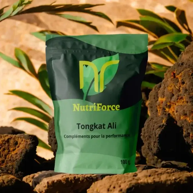 une photo d'un sachet de poudre de tongkat ali longjack pour la testostérone, vu en pharmacie en france