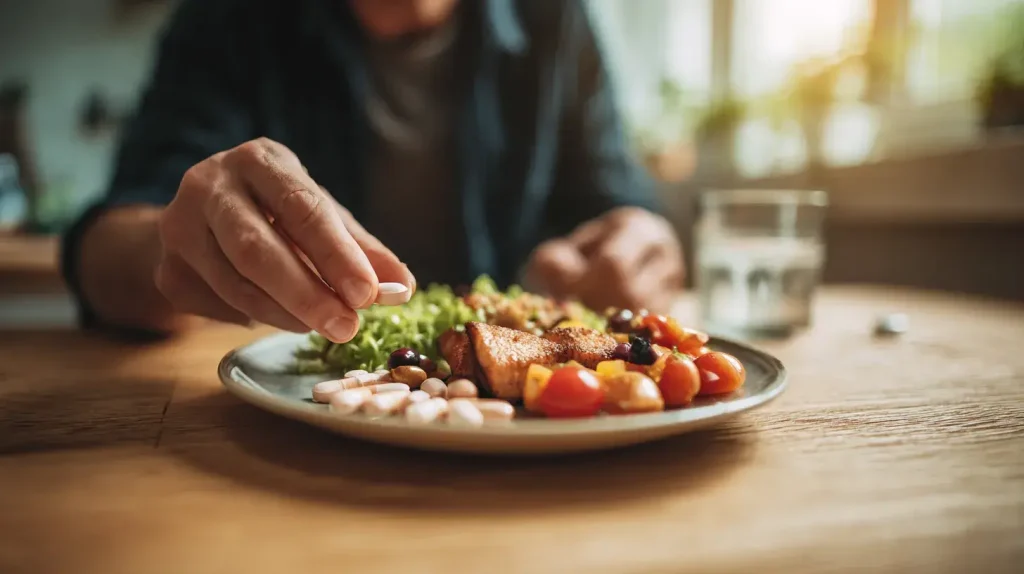un homme prend du fenugrec pendant un repas pour conserver un métabolisme efficace