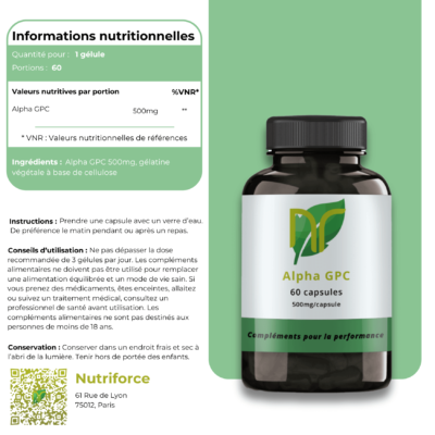 valeurs nutritionnelles de l'alpha gpc de qualité chez Nutriforce