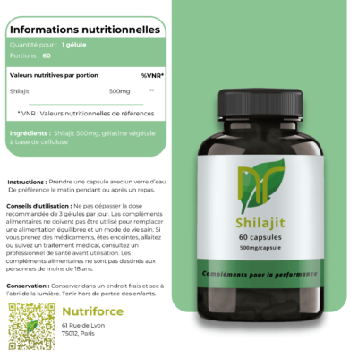 valeurs nutritionnelles shilajit nutriforce