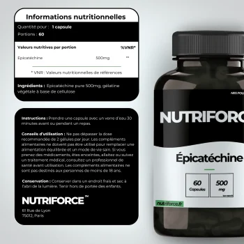 fiche nutritionnelle et transparence de provenance nutriforce sur l'épicatéchine