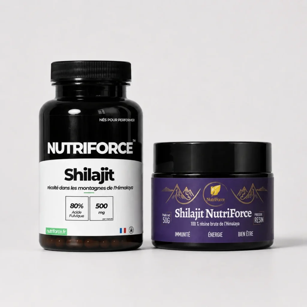 Résine de shilajit de l'himalaya en, gélules et résine brute