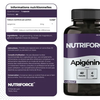 fiche nutritionnelle et traçabilité de l'apigénine nutriforce