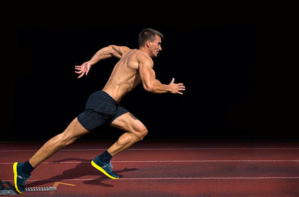 photo of a man running and consuming conenzyme q10 for muscle building and physical performance and the harmless benefits of coq10