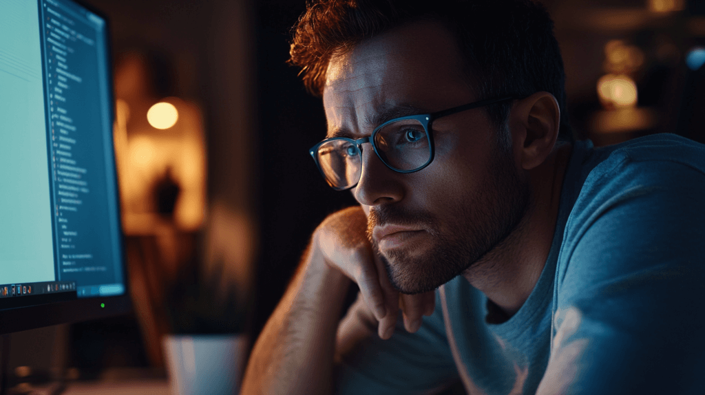 L'Alpha GPC améliore la concentration et la productivité. On voit un homme concentré sur son ordinateur 