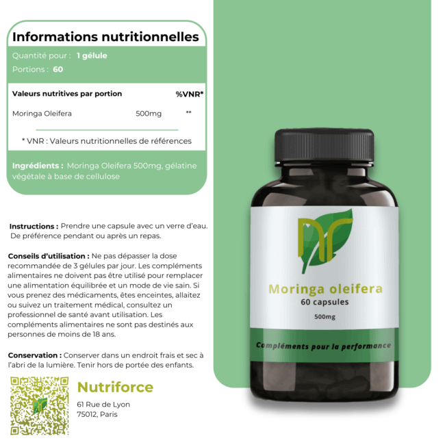 Moringa oleifera de chez nutriforce et ses bienfaits nutritionnels