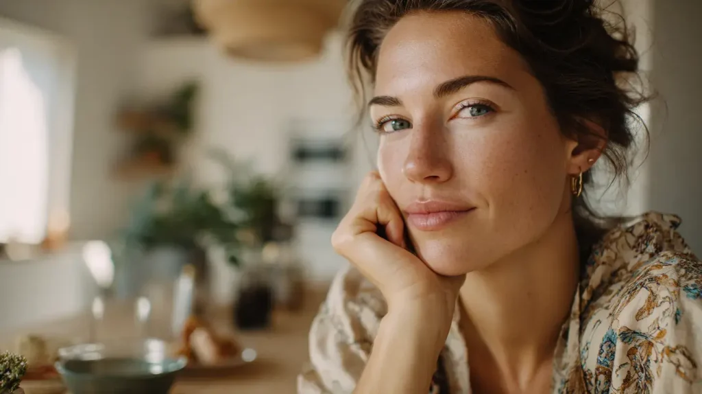 Femme qui se sent bien dans sa peau grâce aux bienfaits de la phycocyanine 