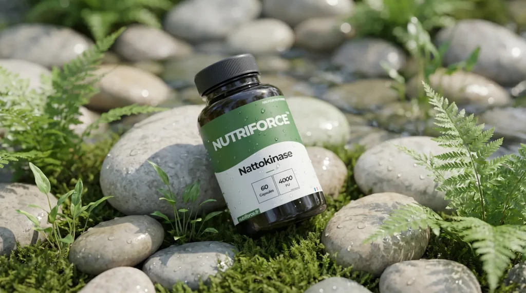 Nattokinase est très puissant et naturel, on voit des fleurs pour évoquer la nature 