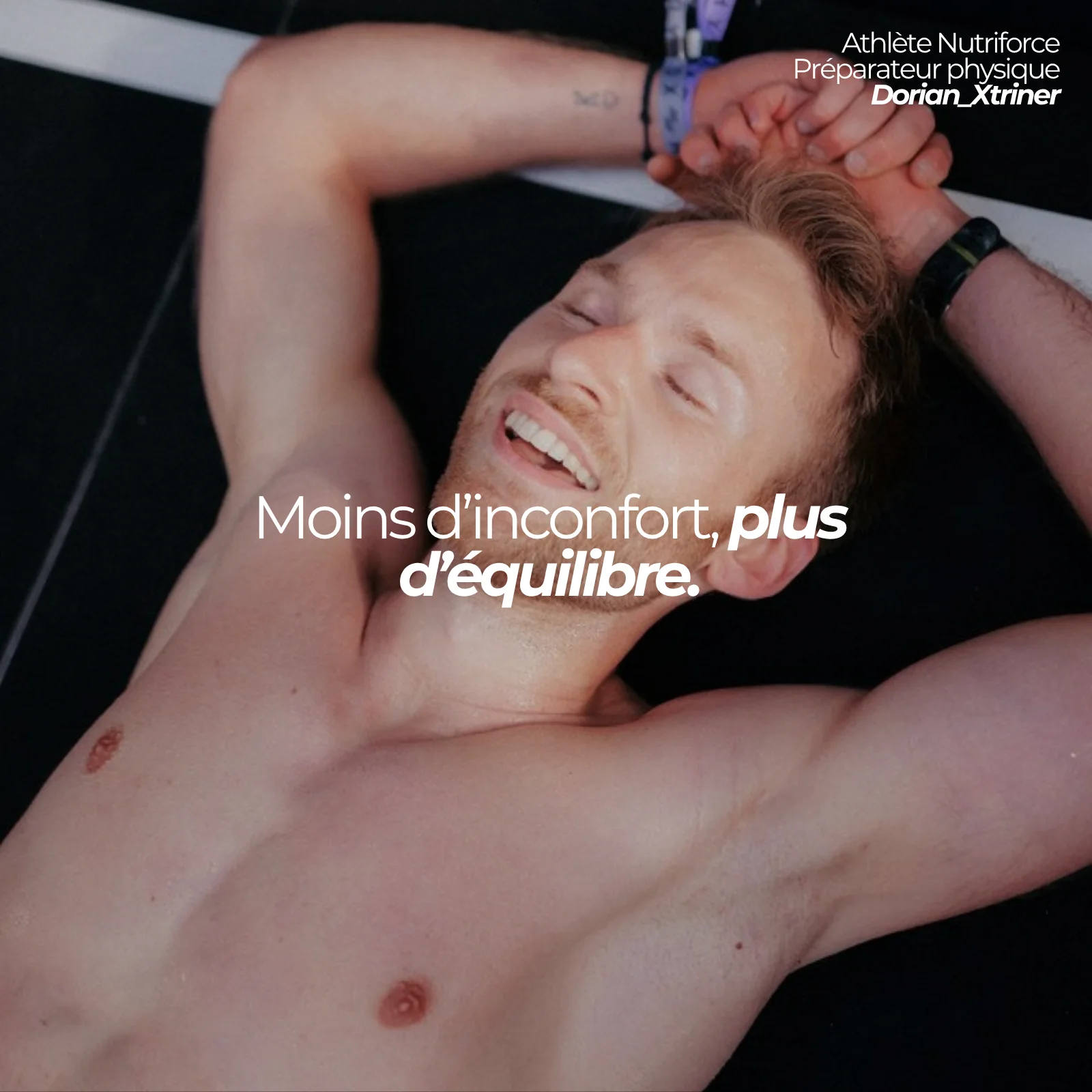 Dorian, préparateur physique et athlète Nutriforce, au repos après l'effort : le saw palmetto Nutriforce apporte 300 mg d'extrait de Serenoa repens par jour