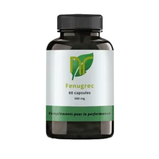 photo d'une boite de complément alimetnaire de fenugrec pour ses bienfaits sur la testostérone et faire grossir chez l'homme. Le fenugrec est une graine mise en gélule qui aide pour grossir et prendre du poids en musculation avec un boost de testostérone.