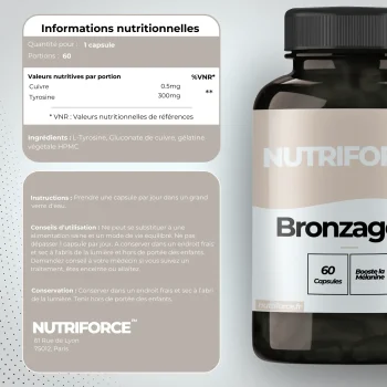 Bronzage + dose, bienfaits, traçabilité