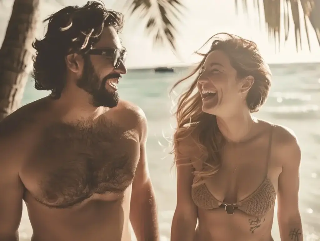 photo d'un homme et d'une femme qui prennent des compléments alimentaires naturels pour bronzer plus rapidement et plus vite