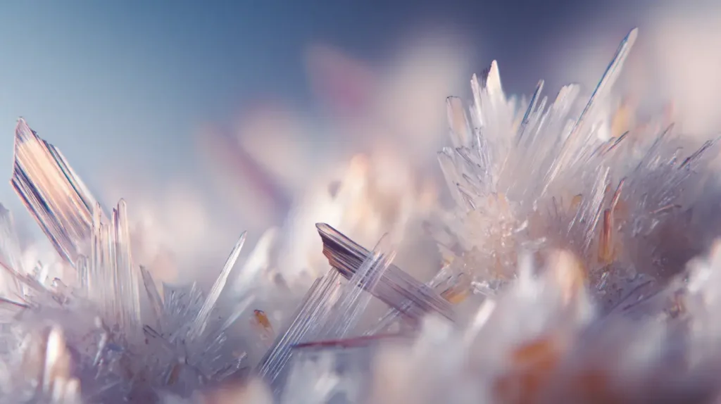 Molécules d’inositol en formation cristalline dans un environnement de laboratoire