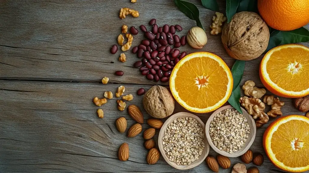 photo d'aliments contenant de l'inositol et du myo isnositol pour ses bienfaits sur la santé et le sopk ou la perte poids