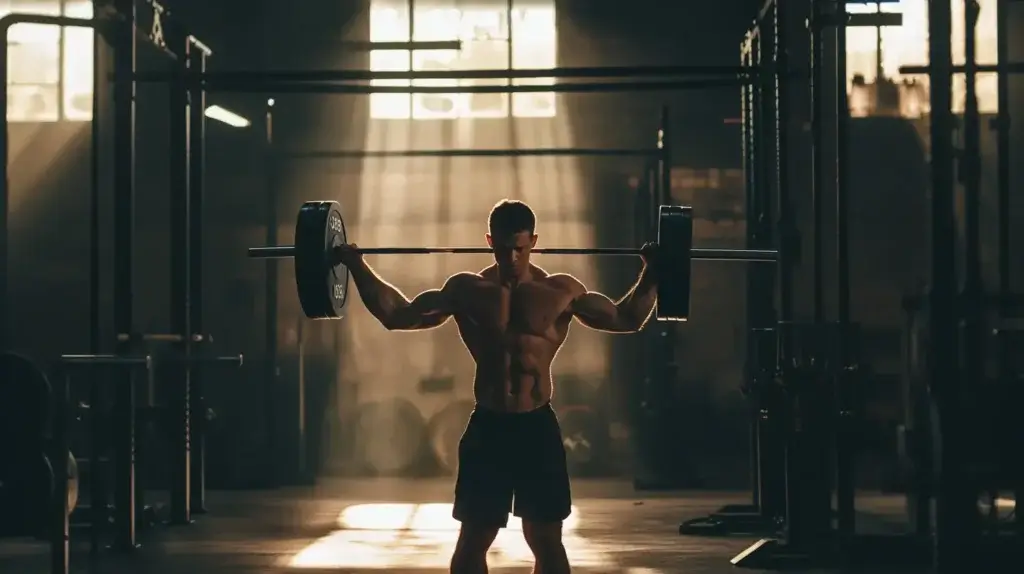 Sur cette ilmage , on voit un homme qui s'entrainer, pour montrer que le bois bandé améliore les performances en musculation et la prise de muscle.