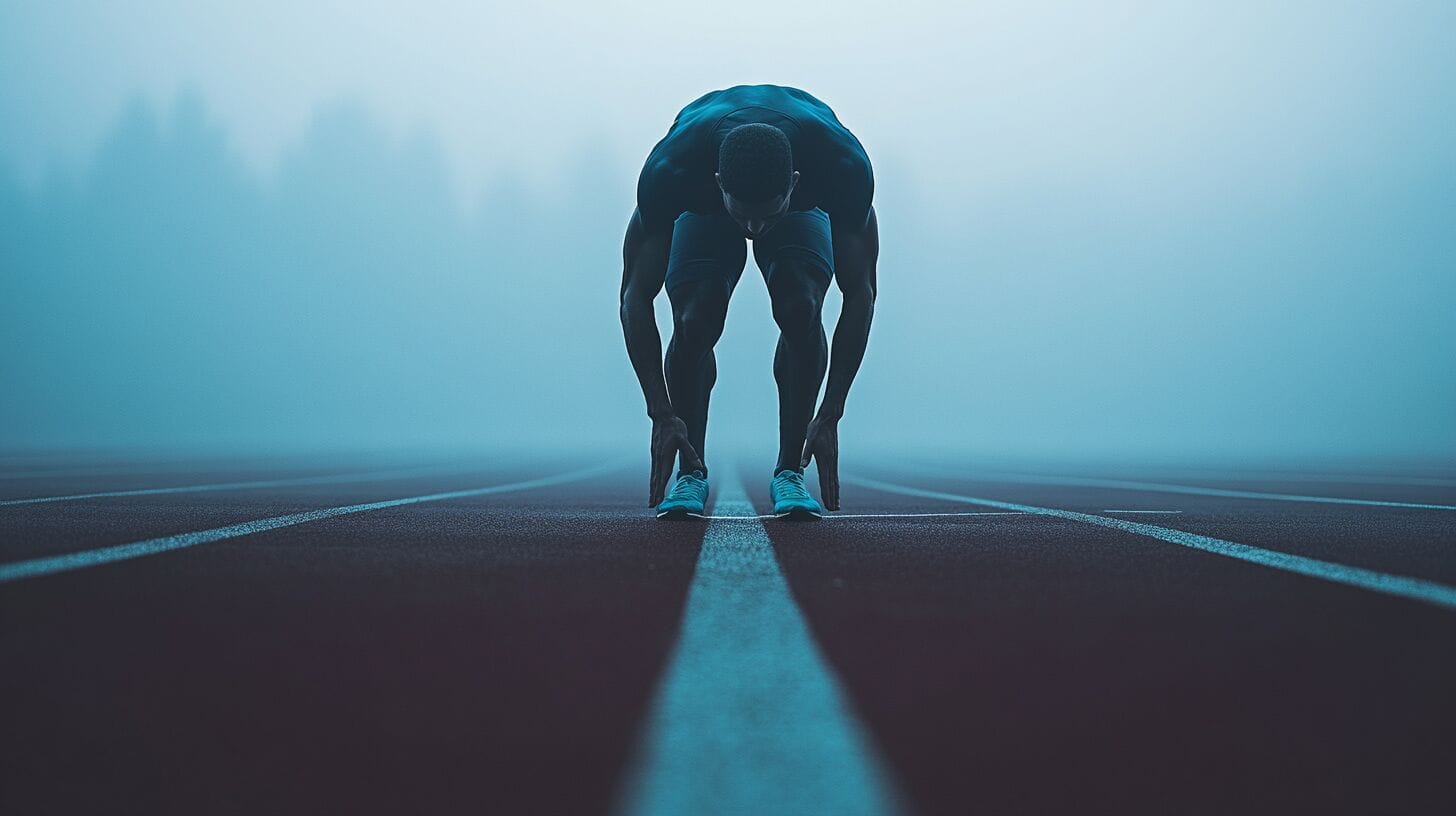 Un sportif sur une piste d'athlétisme qui va courir pour améliorer son endurance