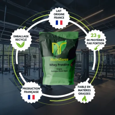 image de whey vanille origine france idéale pour la prise de masse musculaire