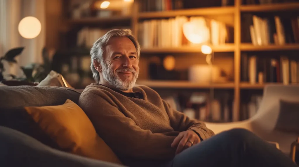 Un homme souriant avec une prostate soulagé