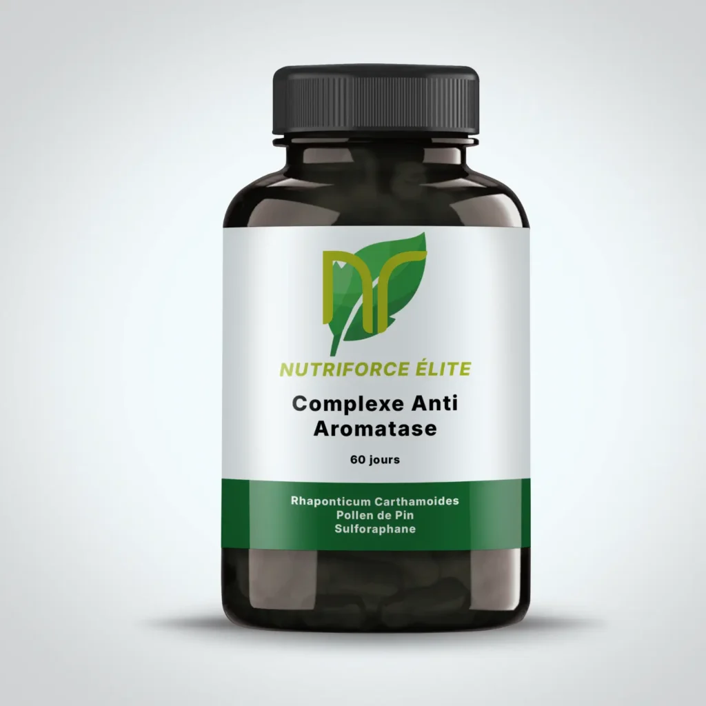 photo devant un fond blanc d'un complément alimentaire anti aromatase nutriforce france pour empêcher l'aromatisation de la testostérone en oestrogènes