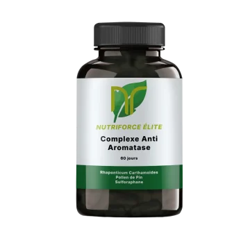 photo d'un anti aromatase naturel, il s'agit d'un complexe de compléments alimentaires nutriforce france, l'anti aromatase empêche l'aromatisation de la testostérone en oestrogènes