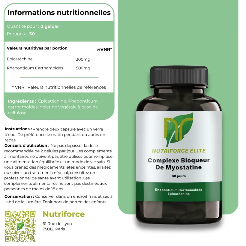 fiche nurtritionnelle complément bloqueur de myostatine et inihibiteur naturel