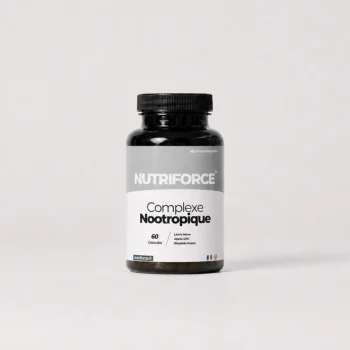 Pot de Complexe nootropique Nutriforce, complément alimentaire pour la mémoire, 60 capsules associant alpha-GPC, rhodiola et crinière de lion