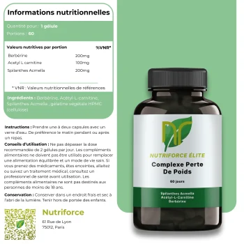 composition du complément alimentaire brûle graisse pour la perte de poids