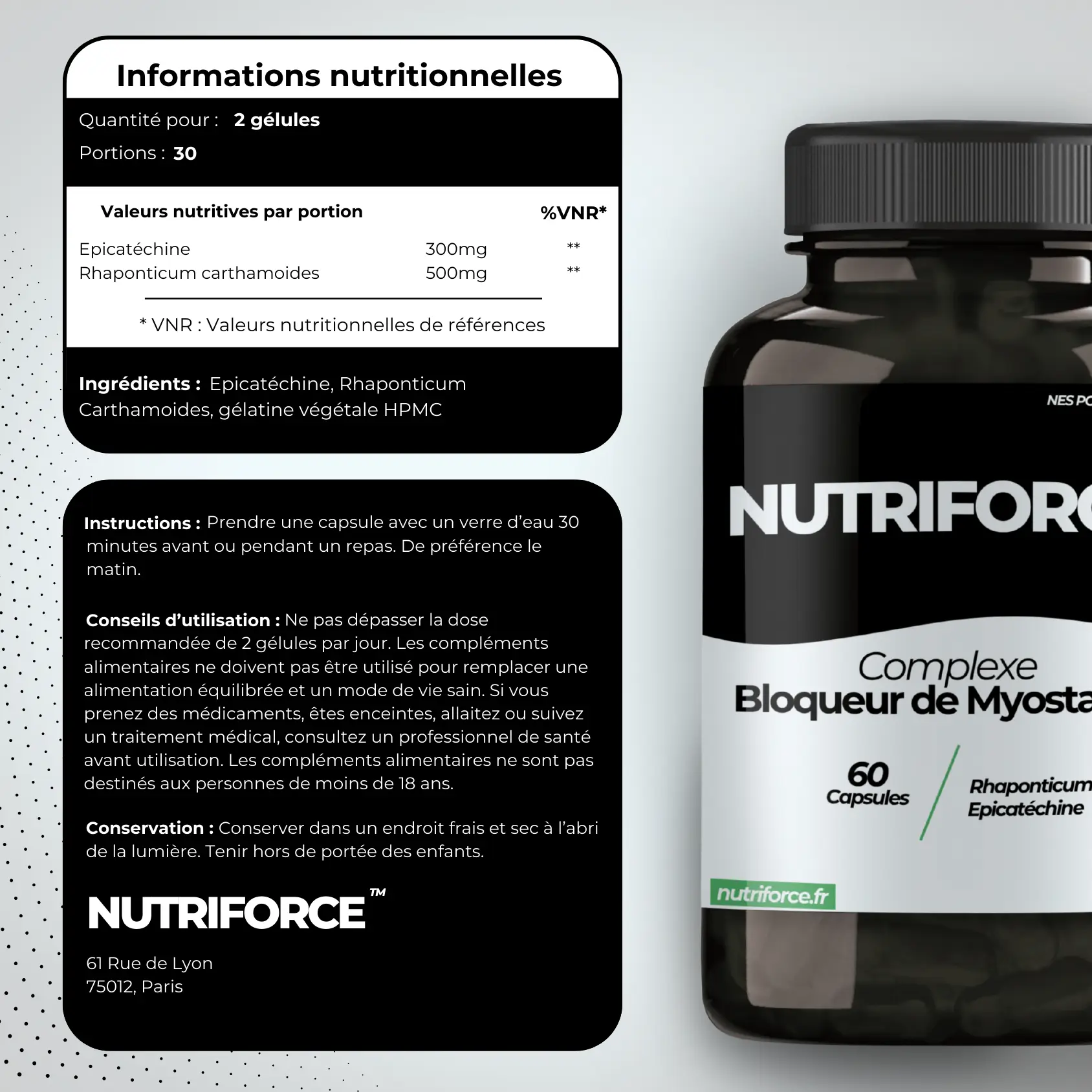 fiche nutritionnel de l'anti myostatine et bloqueur naturel de nutriforce