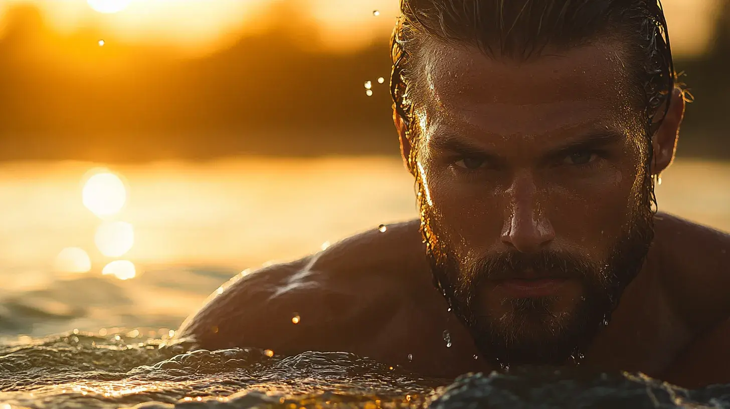 homme musclé avec un regards profonds