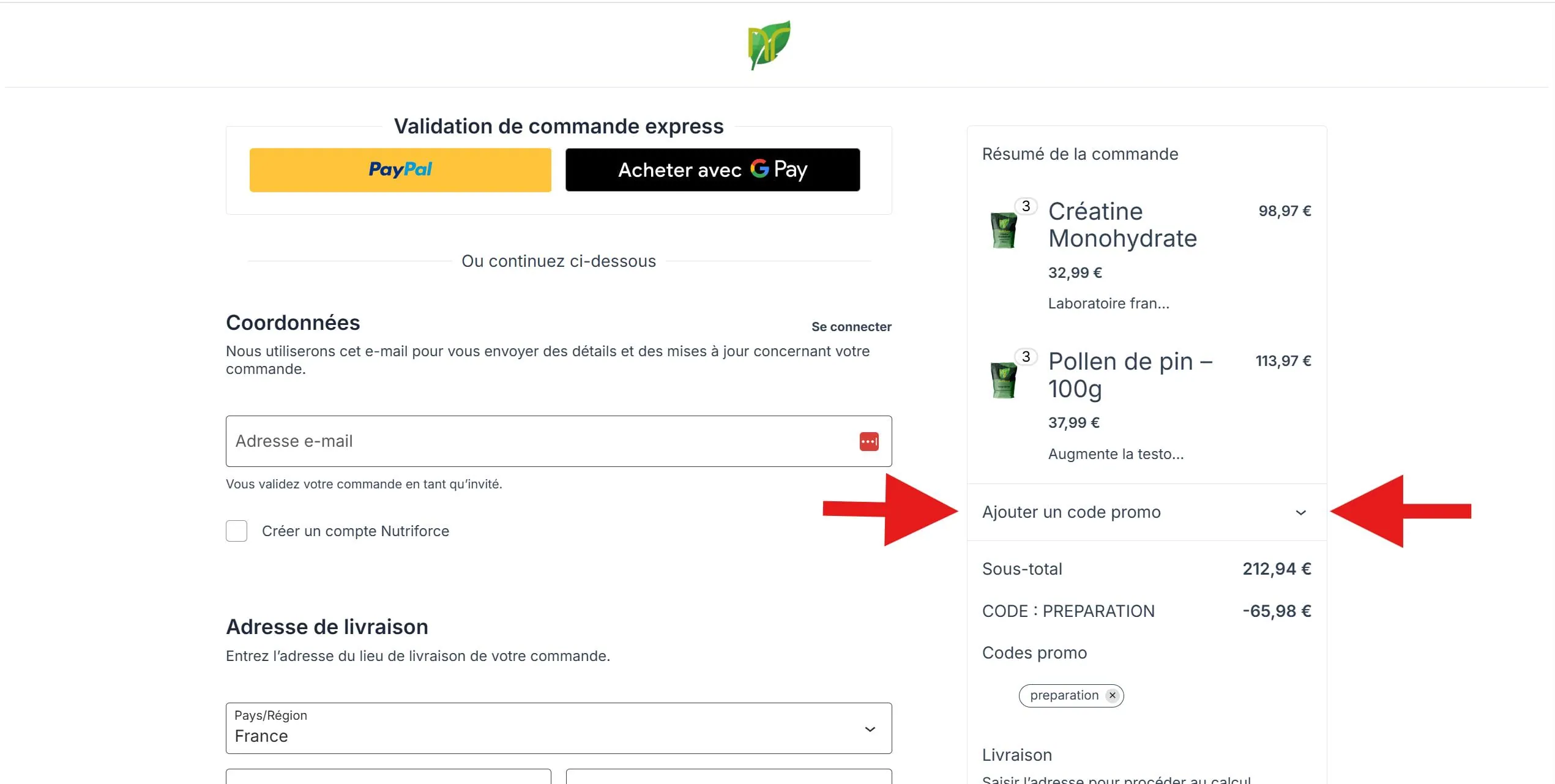Nos coupons et codes promotionnels - Nutriforce