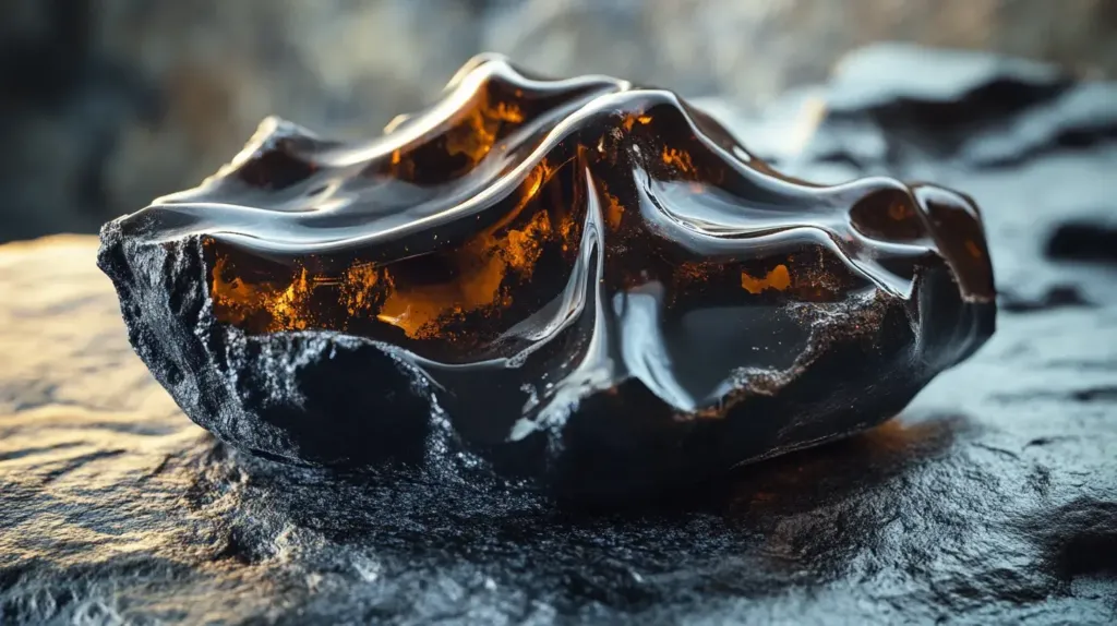 cette image montre de l'acide fulvique sous forme de shilajit
