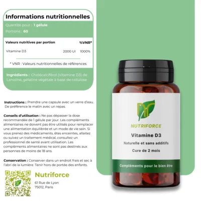 Les gélules et compléments alimentaires de Vitamine D3