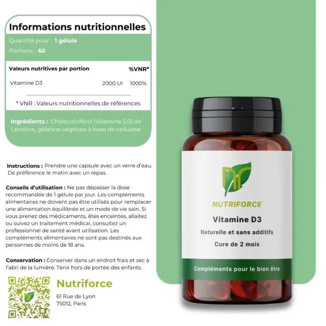 Les gélules et compléments alimentaires de Vitamine D3