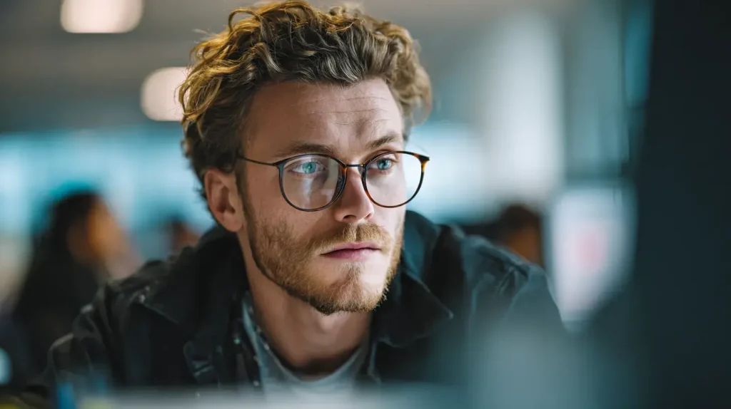 Personne concentrée et en pleine forme travaillant efficacement dans un espace lumineux, illustrant les bienfaits de la sauge officinale