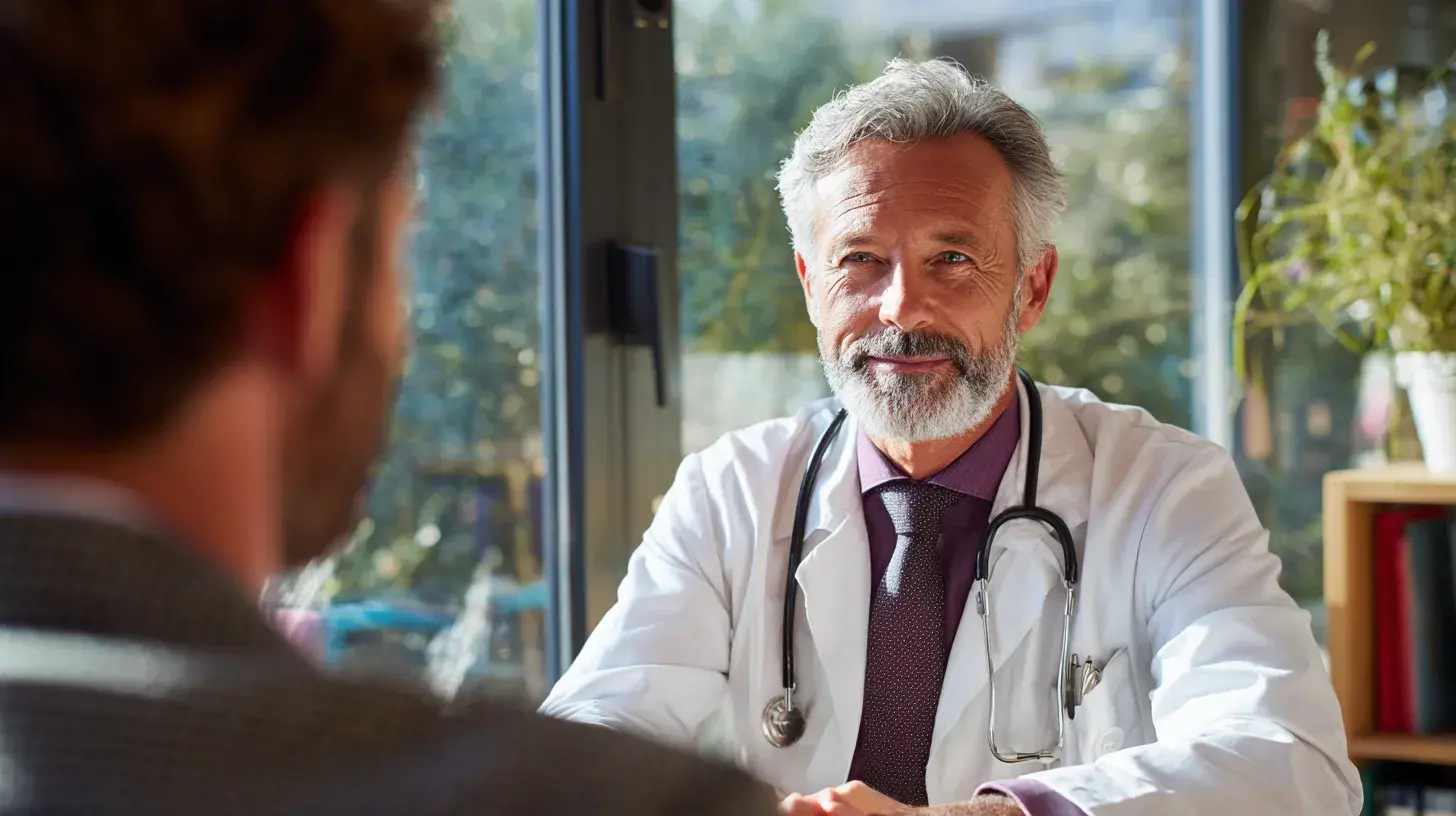 un médecin est avec un patient