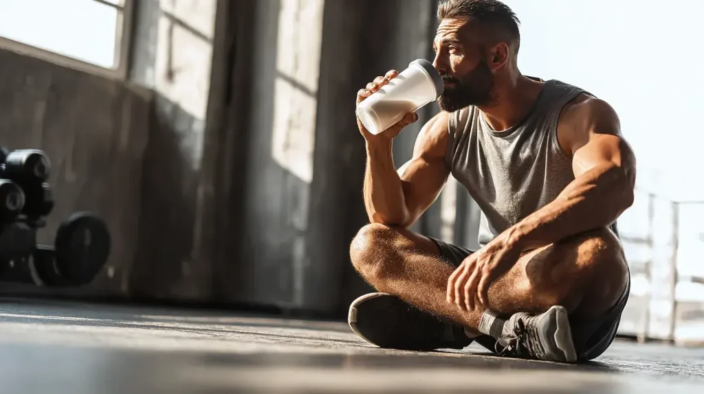 Sportif qui prend sa créatine après l'entraînement