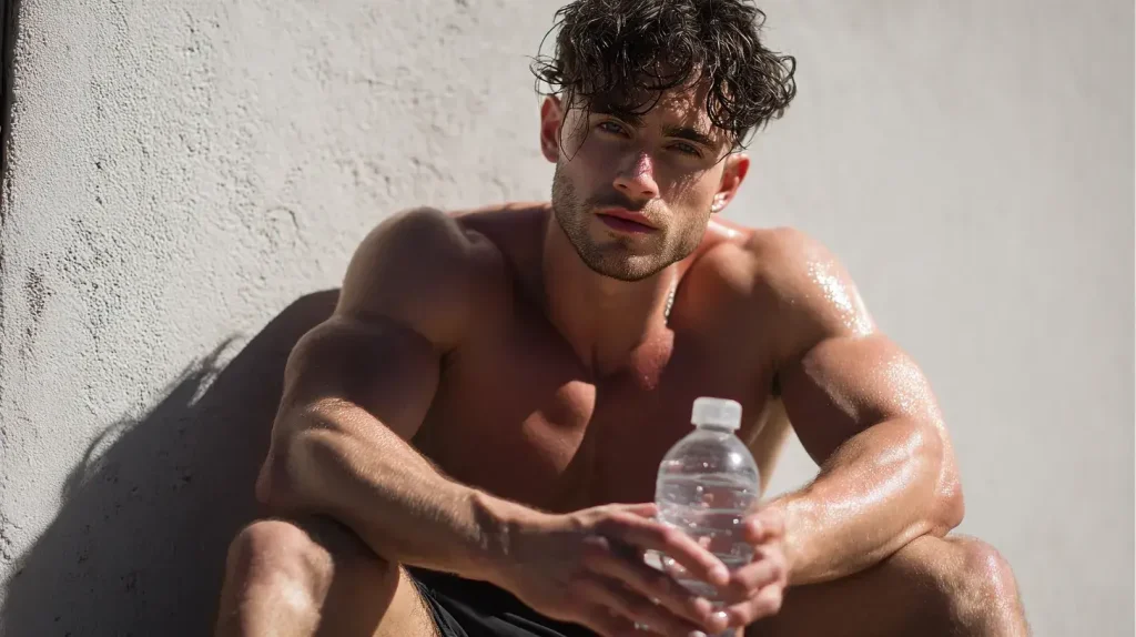 Sportif qui se repose après une séance de musculation