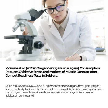 Étude Mousavi 2023 sur la consommation d'Origanum vulgare après un effort physique intense, menée chez des adultes en bonne santé