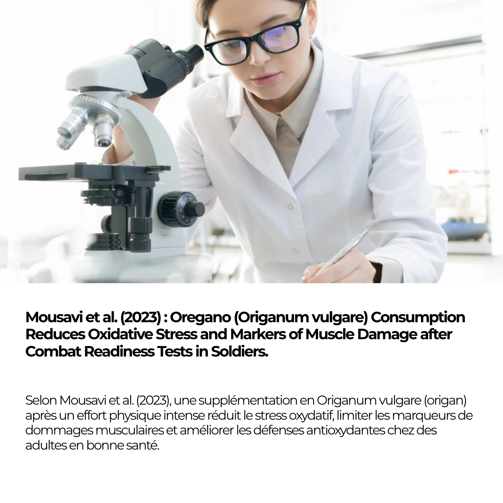 Étude Mousavi 2023 sur la consommation d'Origanum vulgare après un effort physique intense, menée chez des adultes en bonne santé