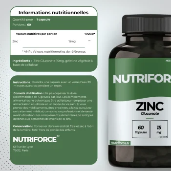 fiche nutritionnelle origine et provenance du zinc nutriforce