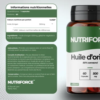 huile d'origan transparence et origine, fiche nutritionnelle complète avec traçabilité