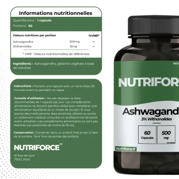 Ashwagandha pur et naturel, valeur nutritionnelle