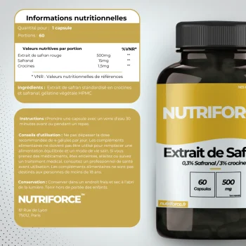 Extrait de safran dans le pack sérotonine et bonne humeur pour le bien être, complément pur et naturel