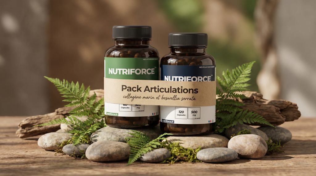 pack pour articulations de la marque nutriforce, gélules de collagène et boswellia serrata