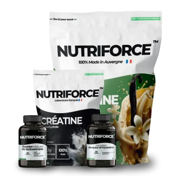 pack gain de force de la marque nutriforce, bienfaits et traçabilité, gout vanille