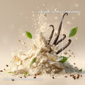 Whey vanille dans le pack prise de masse pour favoriser la musculation , prise de masse musculaire, bien-être