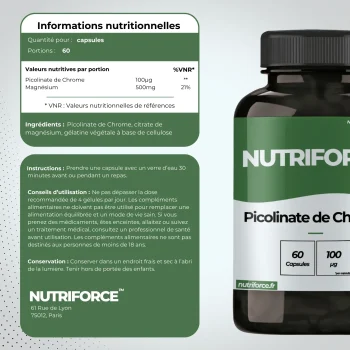 Picolinate de chrome, dose, bienfaits, traçabilité