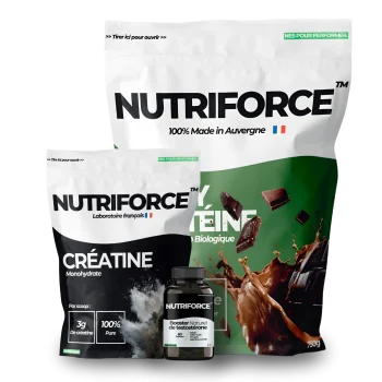 Whey chocolat, créatine, testostérone dans le pack prise de masse pour favoriser la musculation , prise de masse musculaire, bien-être